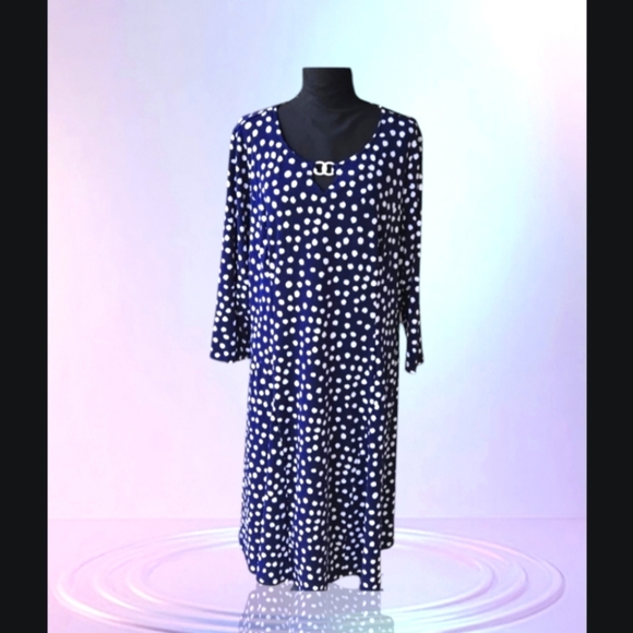 Susan Graver Dresses & Skirts - Polka Dot Navy Dress